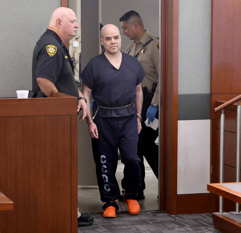 Robert Telles arrives in the courtroom for a hearing at the Regional Justice Center in Las Vega ...