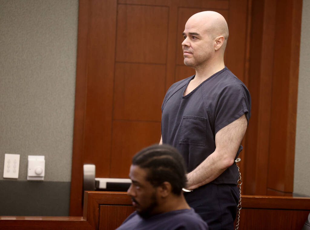 Robert Telles appears in court during a hearing at the Regional Justice Center in Las Vegas Wed ...