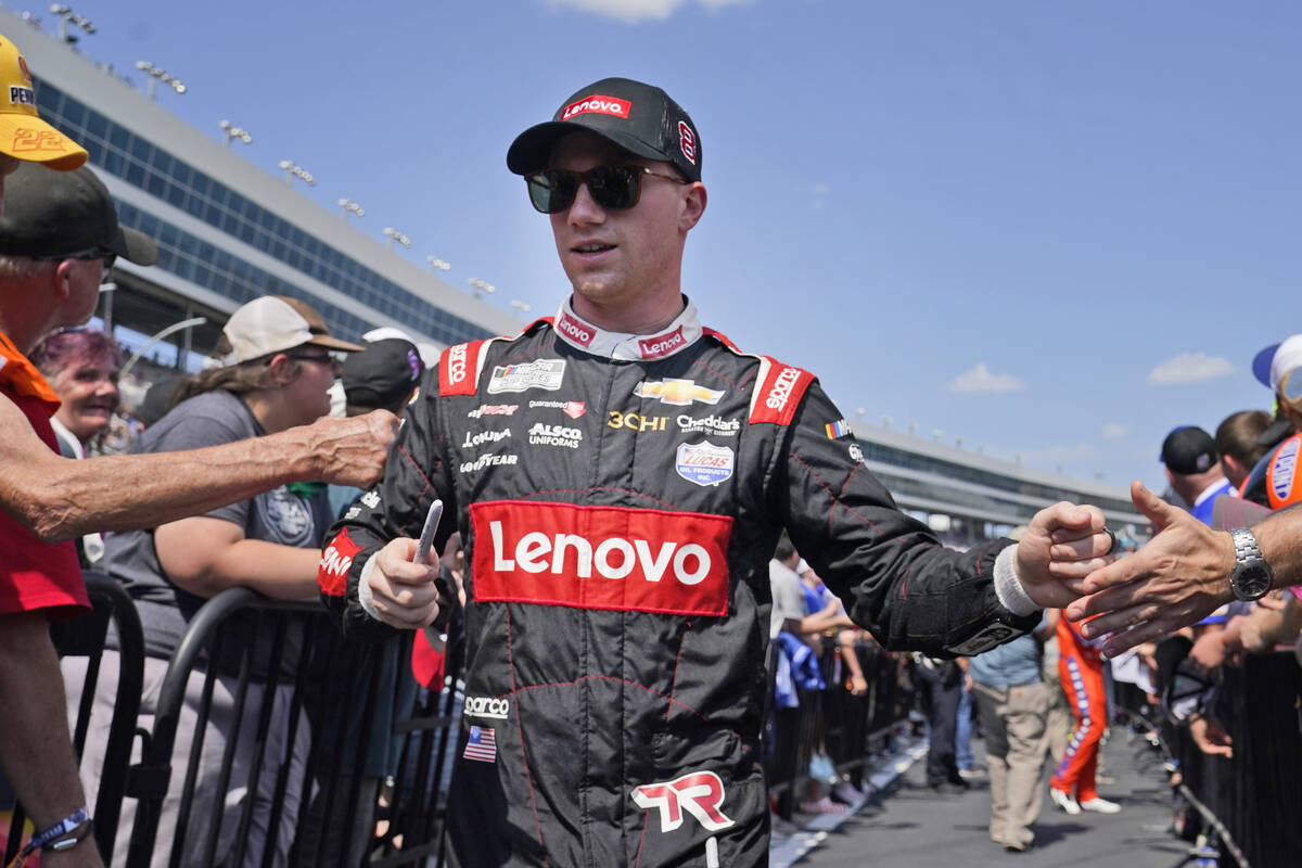 Tyler Reddick walks during introductions before the NASCAR Cup Series auto race at Texas Motor ...