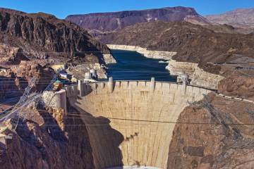 Lake Mead and Hoover Dam on June 8, 2021, in Boulder City. (Las Vegas Review-Journal)