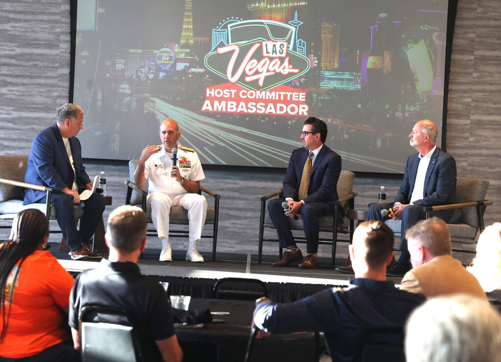 Rear Adm. Joaquin Martinez de Pinillos, second left, reserve director of Maritime Operations, ...