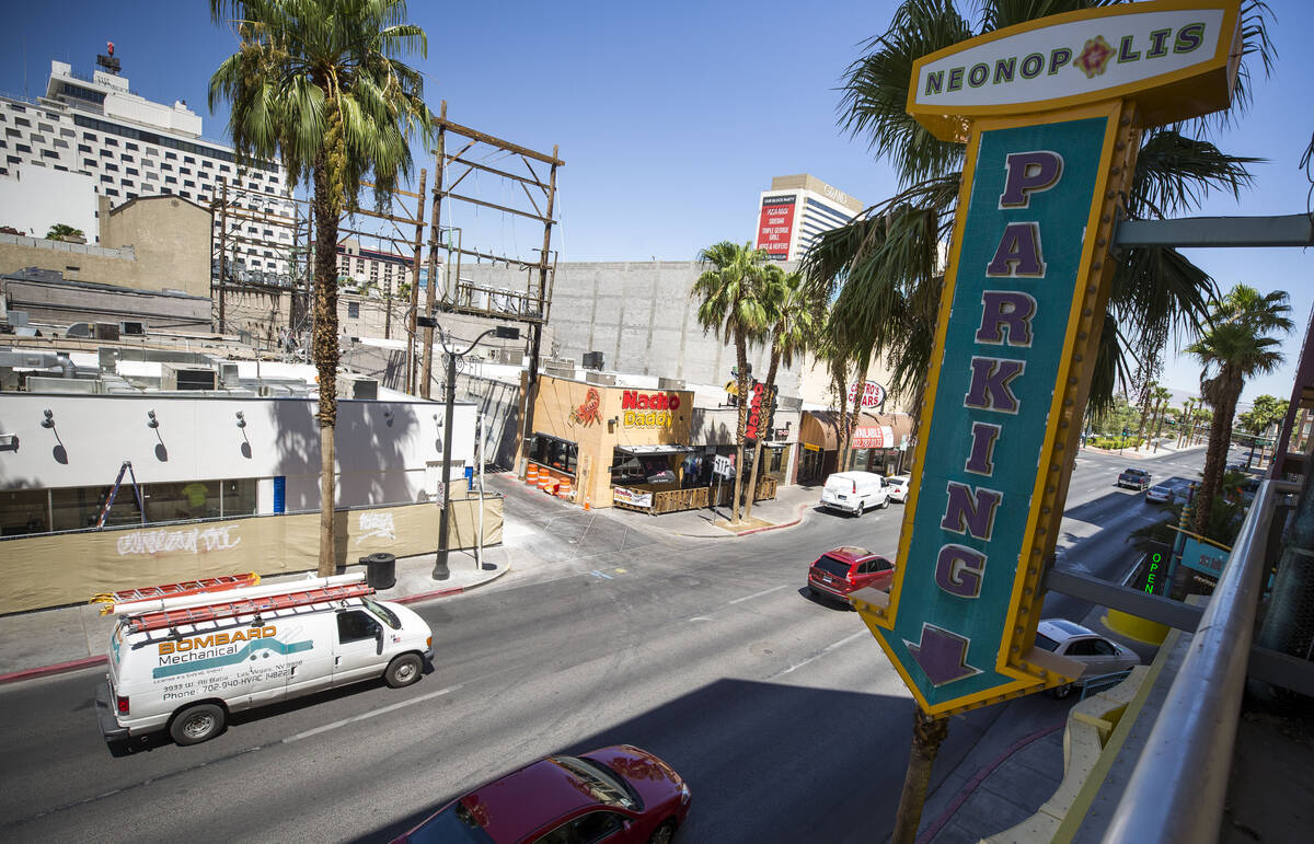 The Neonopolis underground parking garage is seen at 450 Fremont Street in downtown Las Vegas T ...