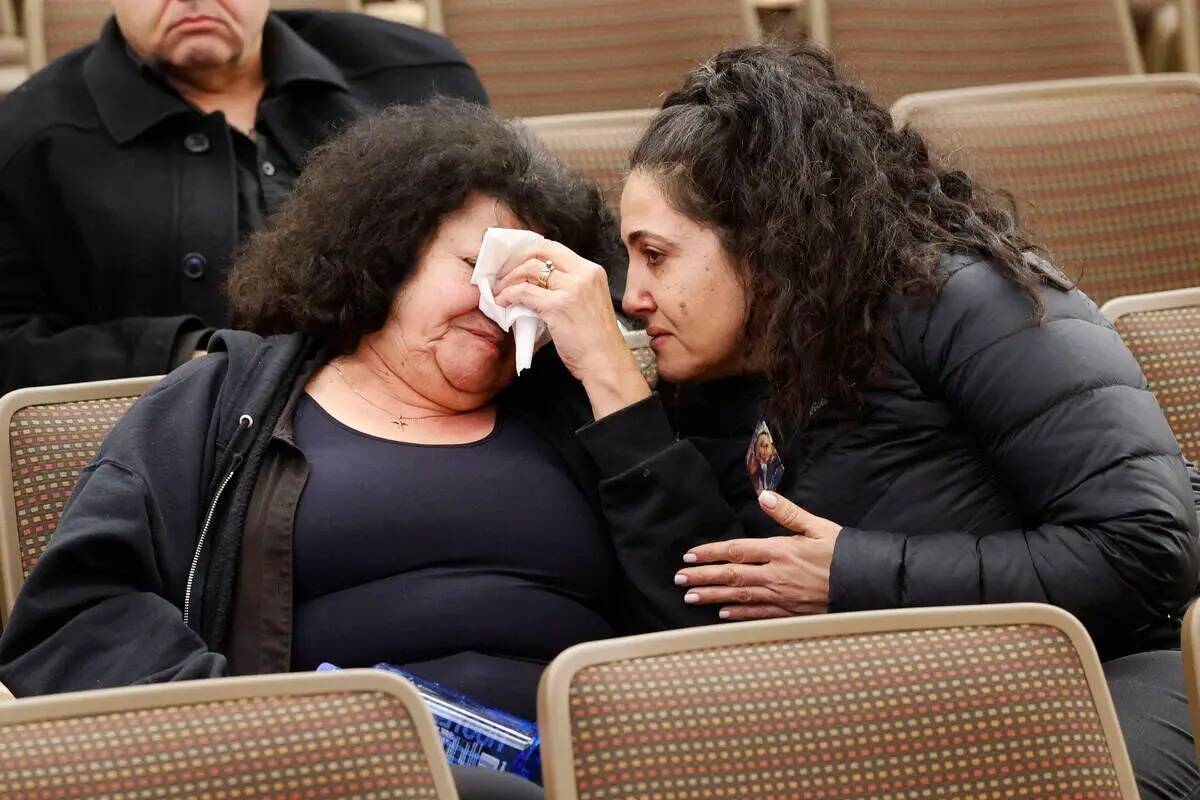 Shooting victim Dianne Hawatmeh’s mother Mona Sayegh of Henderson, Nev., left, shows her emot ...