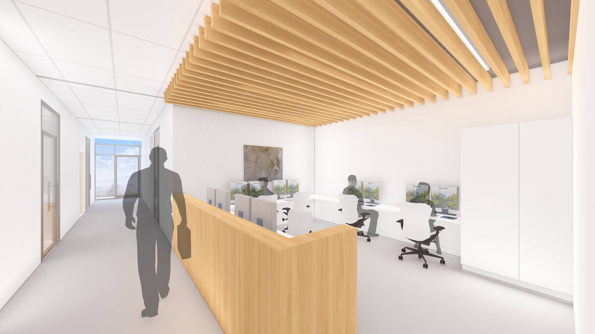 A rendering of a nurses station in Cleveland Clinic Nevada's concierge medicine practice, which ...