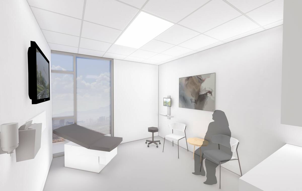 A rendering of an exam room in Cleveland Clinic Nevada's concierge medicine practice, which is ...