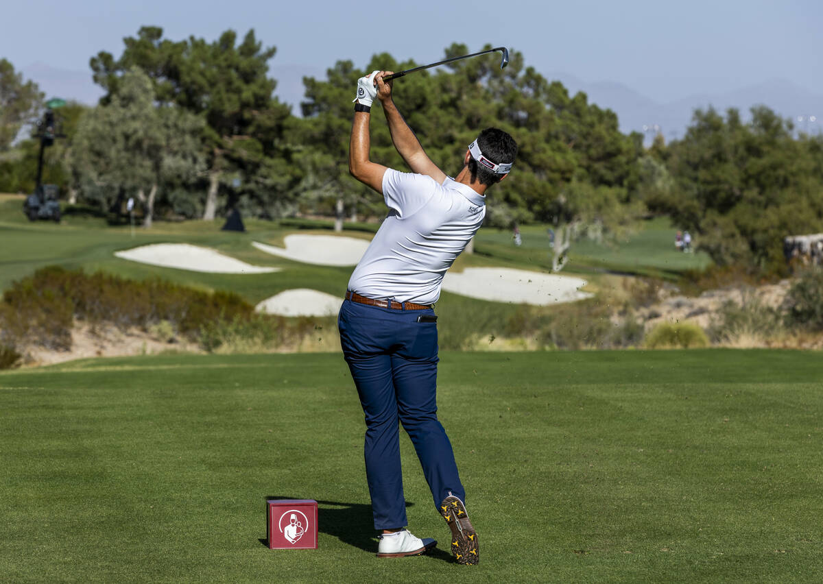 Beau Hossler tees off at hole #8 during the opening round of the Shriners Children's Open at TP ...