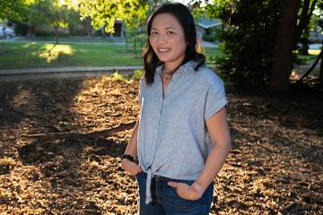 Breast cancer survivor Christina Kashiwada near her home in Sacramento, California. Researchers ...