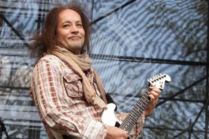 Jake E. Lee, former guitarist for Ozzy Osbourne, performs in concert during the M3 Rock Fest at ...