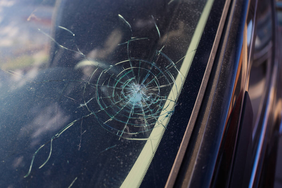 A crack is seen in Martha Carbajal’s car on Wednesday, Oct. 16, 2024, in Las Vegas. Carbajal ...