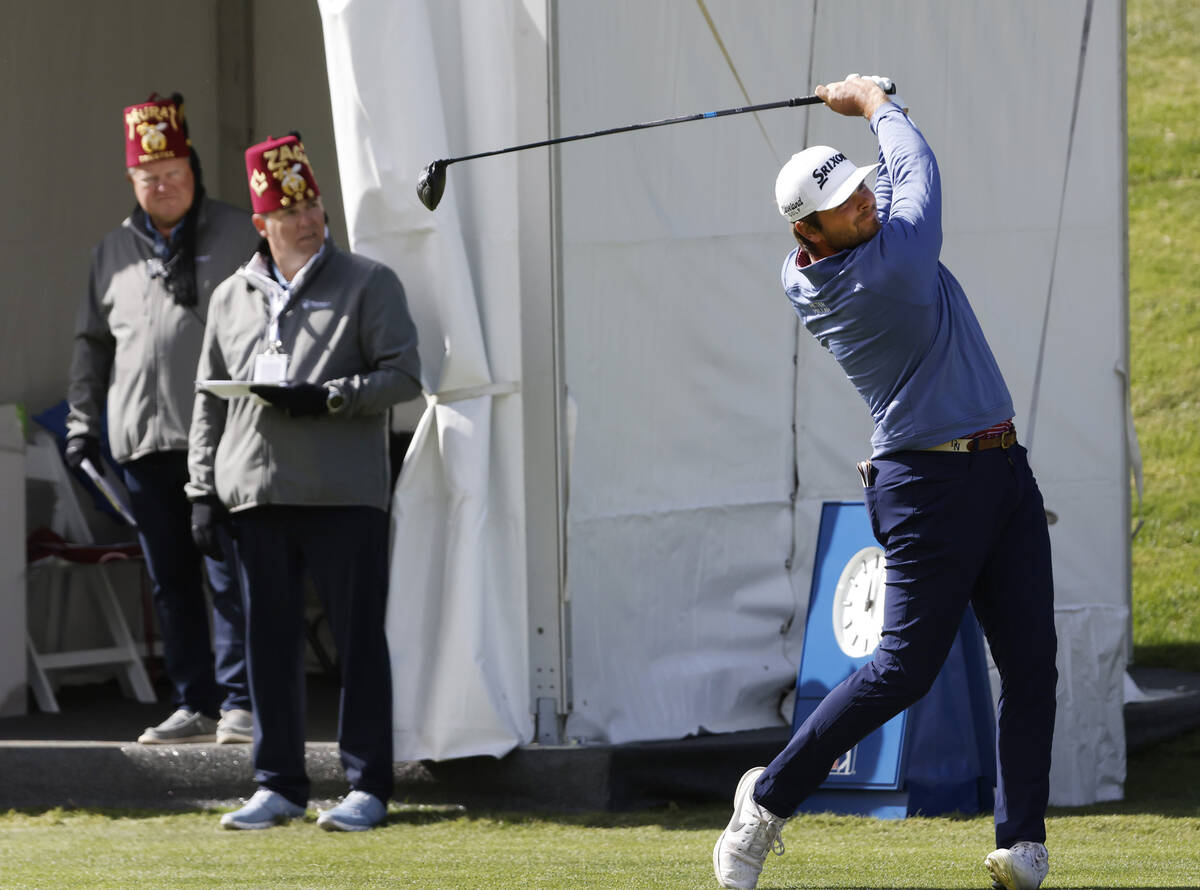 Blaine Hale Jr. watches his tee shot at hole #10 during the second round of the Shriners Childr ...