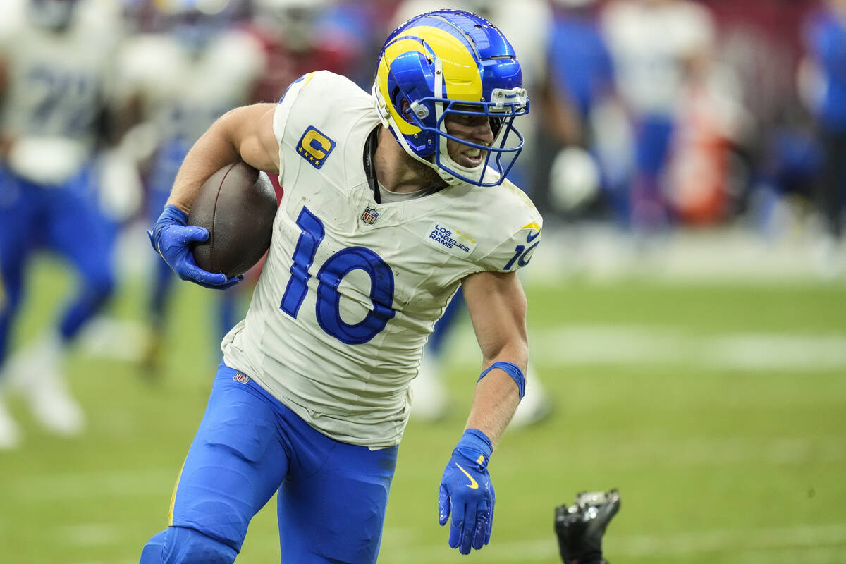 Los Angeles Rams wide receiver Cooper Kupp (10) runs against the Arizona Cardinals during the f ...