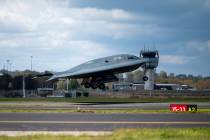 In this photo released by U.S. Air National Guard, a U.S. Air Force B-2 Spirit stealth bomber t ...