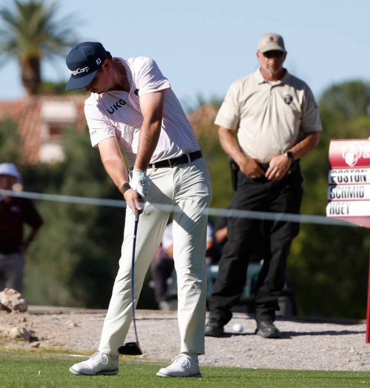 J. T. Poston tees off on the 5th hole during the third round of the Shriners Children's Open at ...