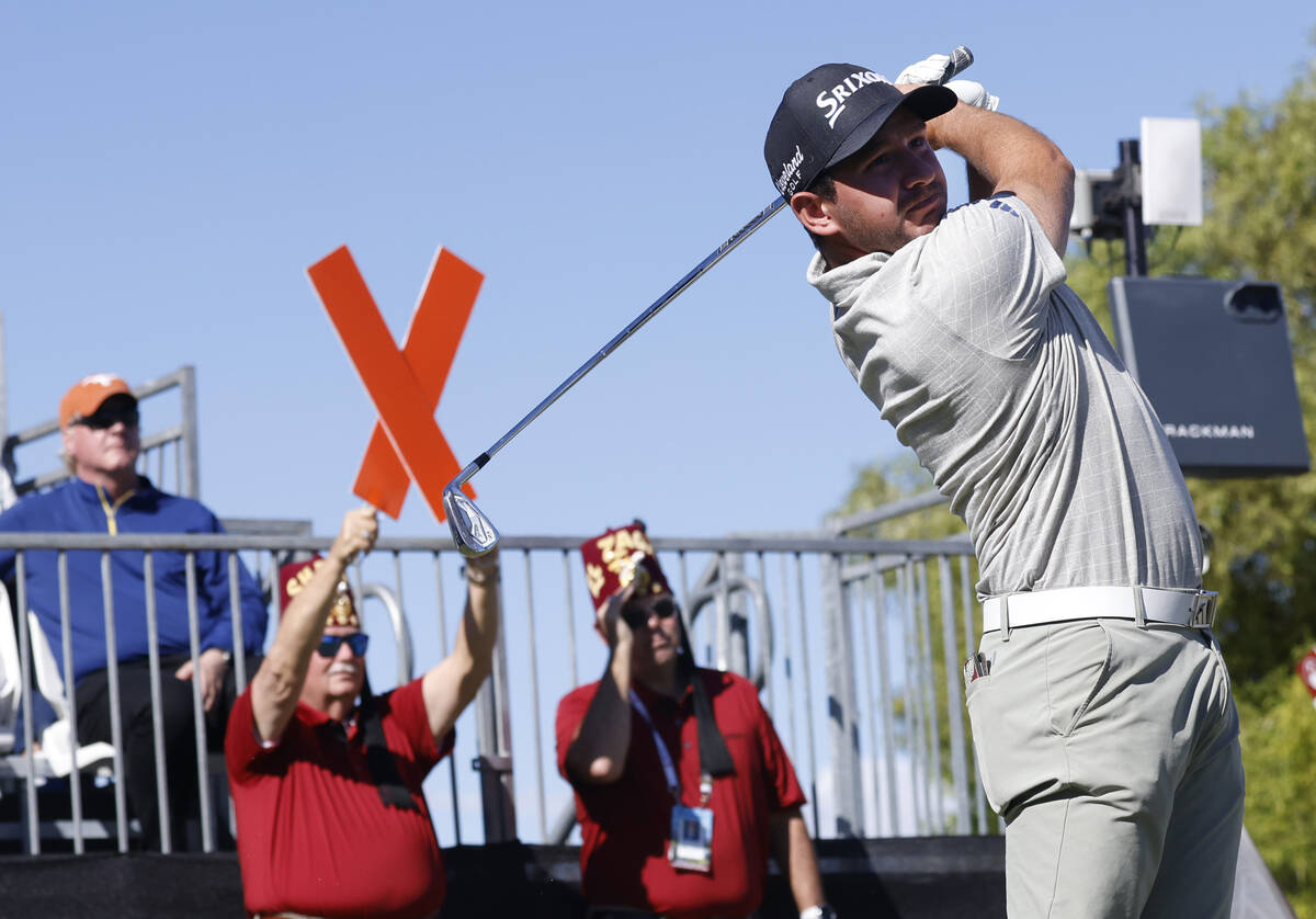 Alejandro Tosti watches his tee shot on the 1st during the third round of the Shriners Children ...