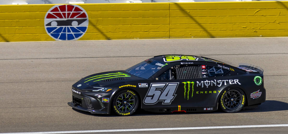 Ty Gibbs (54) makes his way around the track during the NASCAR Cup Series practice session for ...