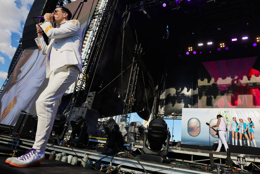 Cobra Starship performs during the When We Were Young music festival at the Las Vegas Festival ...