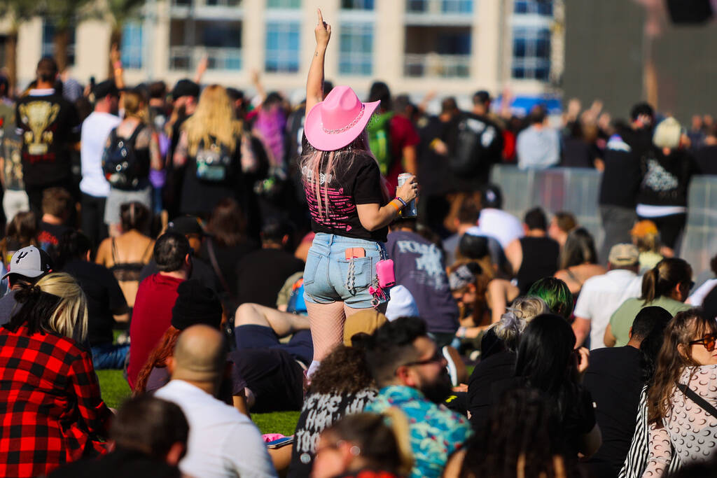 A festival attendee dances during the When We Were Young music festival at the Las Vegas Festiv ...