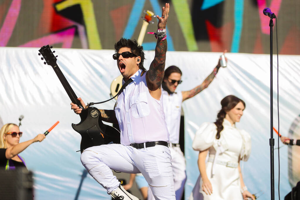 Cobra Starship performs during the When We Were Young music festival at the Las Vegas Festival ...