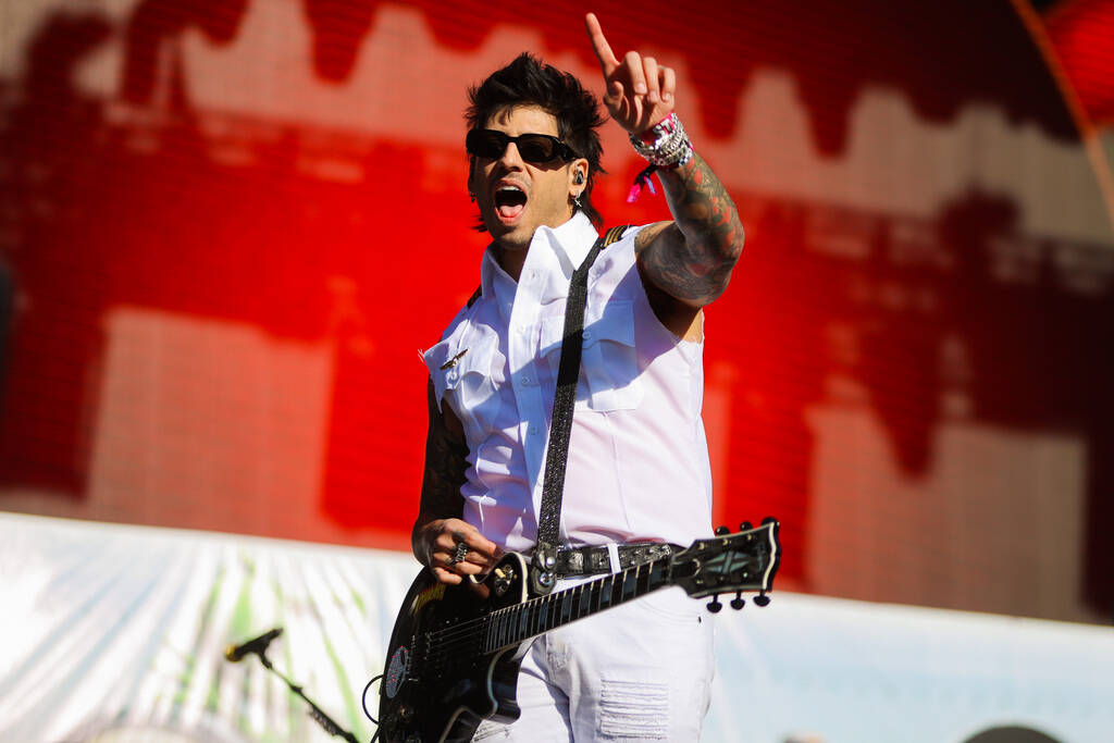 Cobra Starship performs during the When We Were Young music festival at the Las Vegas Festival ...