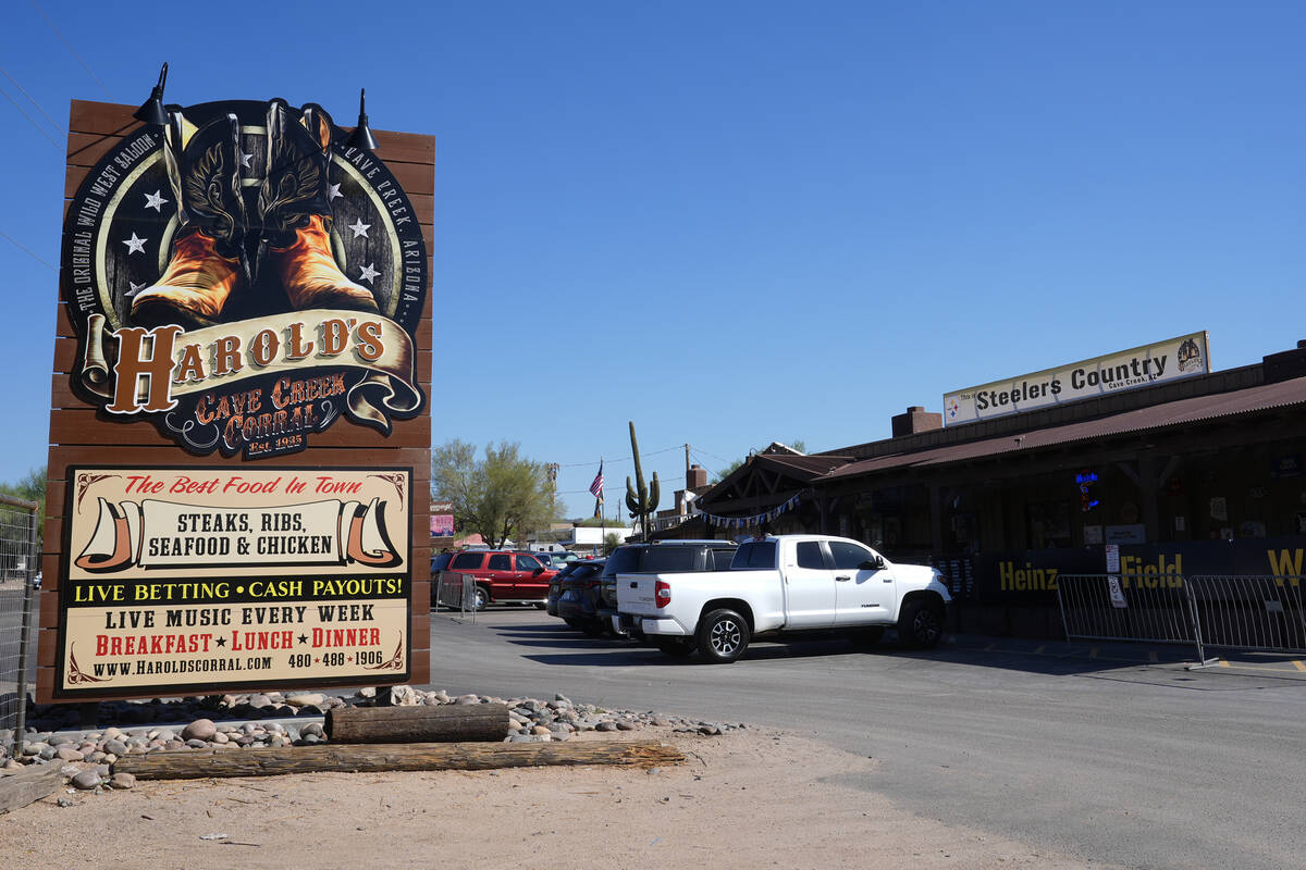 The front entrance of Harold's Cave Creek Corral, regarding Arizona Prop 138 on minimum wage Th ...