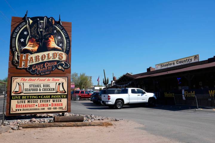 The front entrance of Harold's Cave Creek Corral, regarding Arizona Prop 138 on minimum wage Th ...