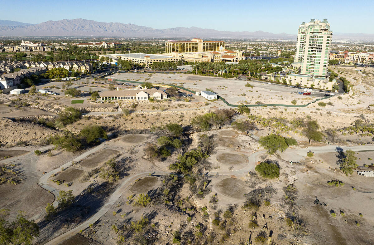 An aerial view of the shuttered Badlands Golf Course, on Tuesday, Oct. 22, 2024, in Las Vegas. ...