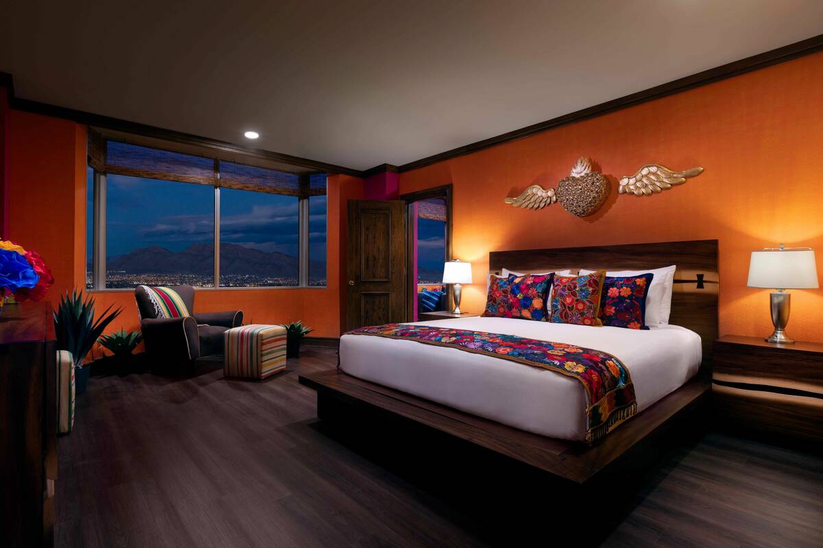 The bedroom in the "Day of the Dead" suite at Westgate hotel-casino. The off-Strip property has ...