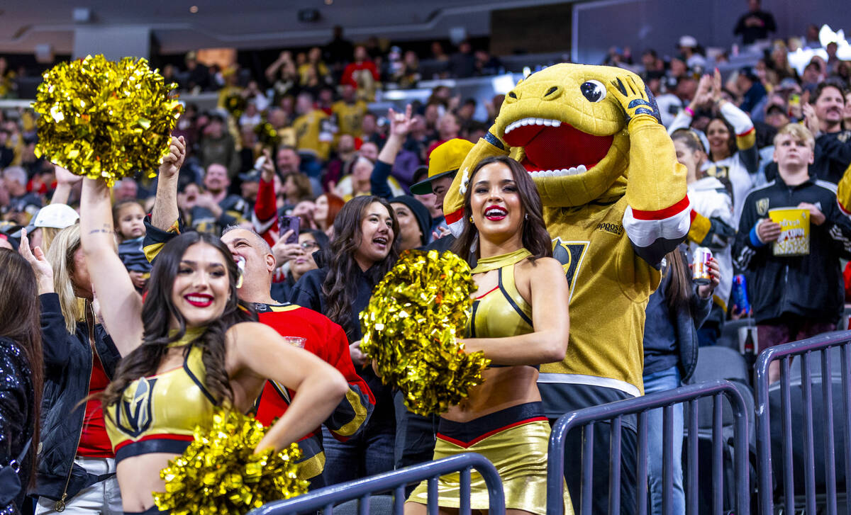 Chance the Gila monster is amazed at a sixth score of the night for the Golden Knights against ...