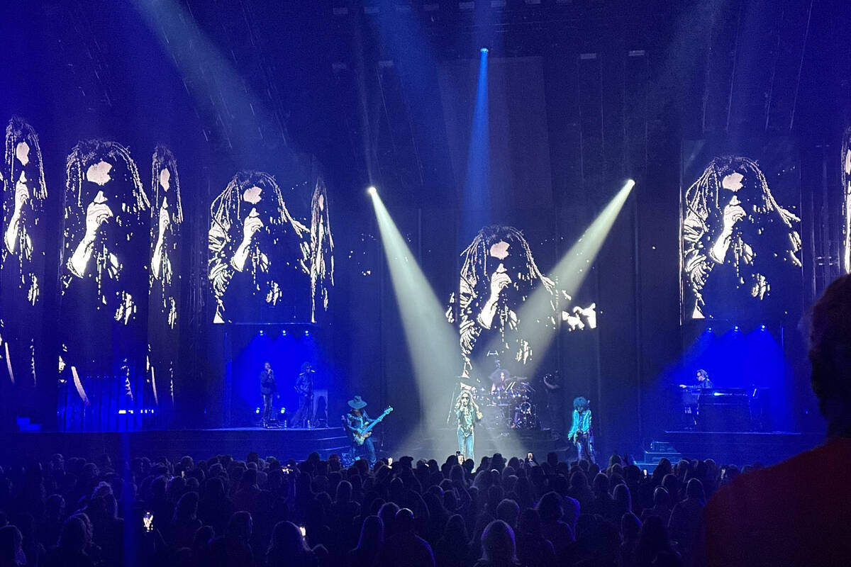 Lenny Kravitz performs in his "Blue Electric Light" production at Dolby Live at Park MGM on Wed ...