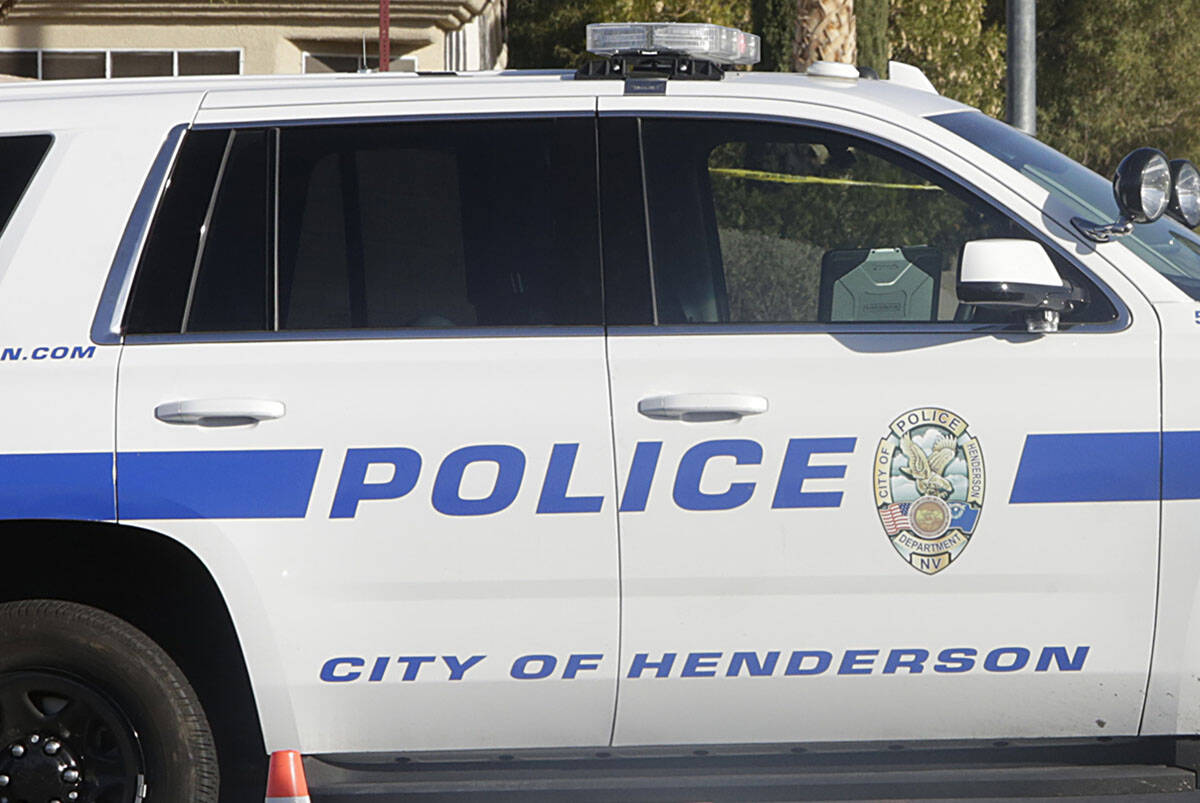 A Henderson police vehicle is seen in this Review-Journal file photo. (Bizuayehu Tesfaye/Las Ve ...