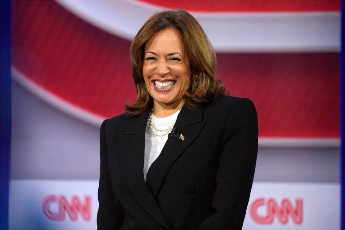 Democratic presidential nominee Vice President Kamala Harris speaks during a CNN town hall in A ...