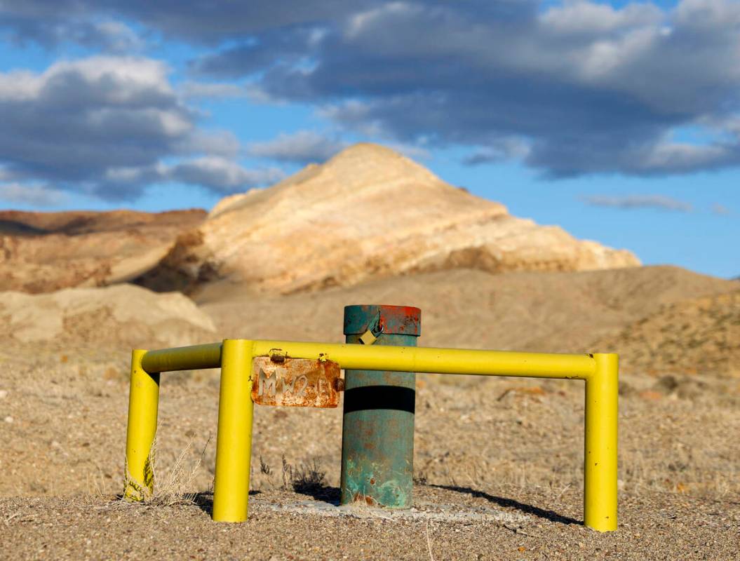 A groundwater control valve is seen near the Rhyolite Ridge lithium-boron mine project site on ...