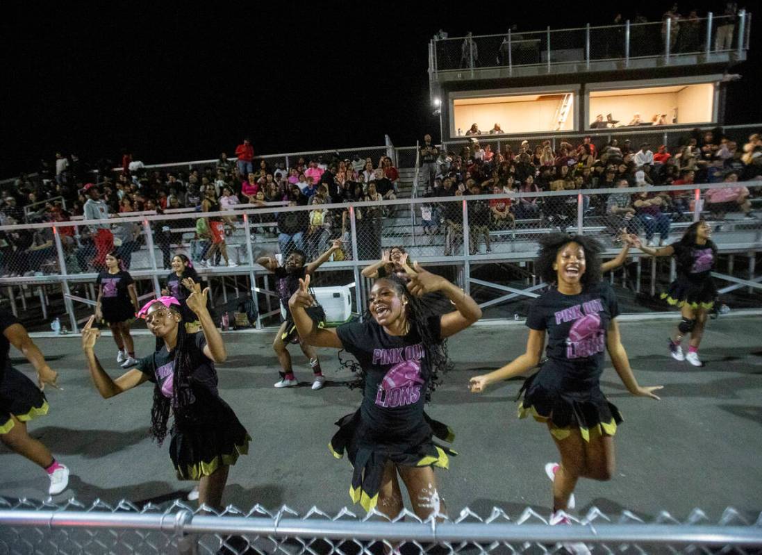 Losee cheerleaders yell during the high school 4A Desert League title football game against Moj ...