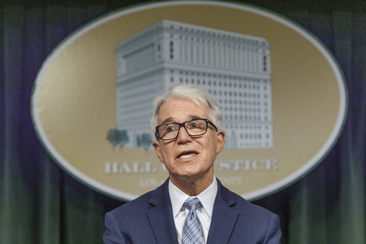 Los Angeles County District Attorney George Gascon addresses the media at a news conference at ...