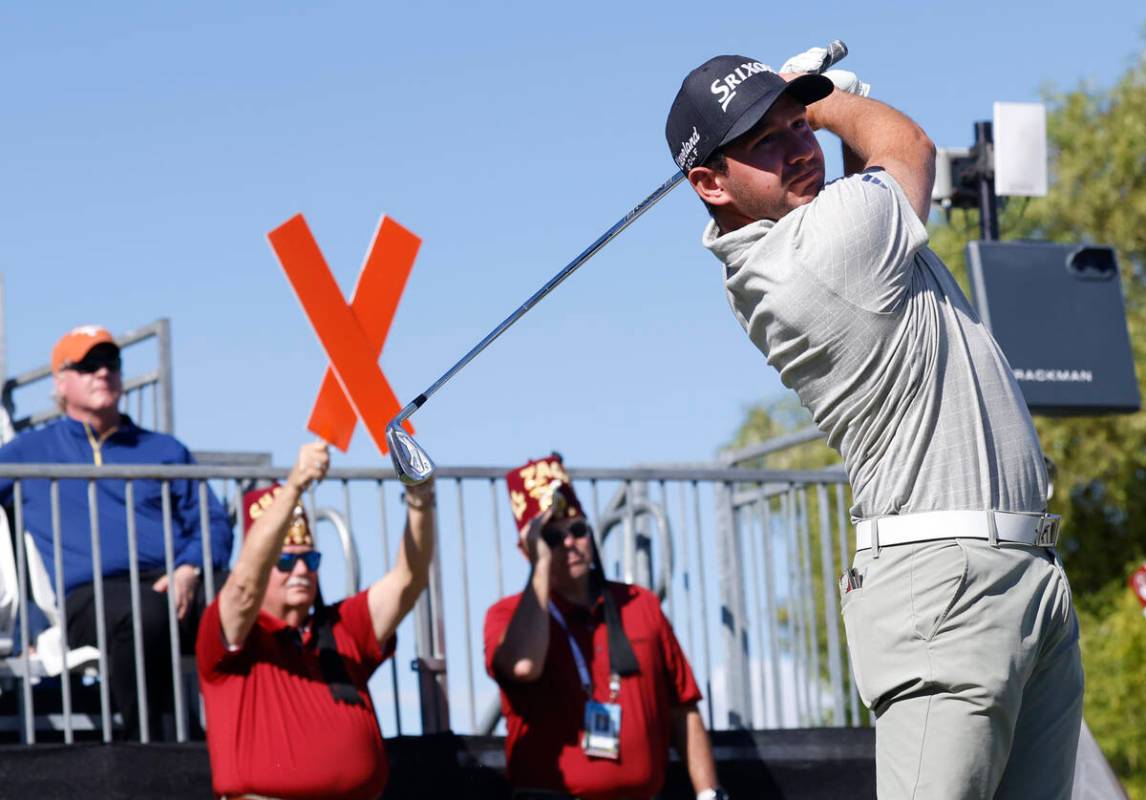 Alejandro Tosti watches his tee shot on the 1st during the third round of the Shriners Children ...