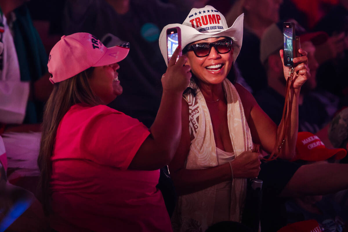 Supporters film while waiting for an appearance from Republican presidential nominee former Pre ...