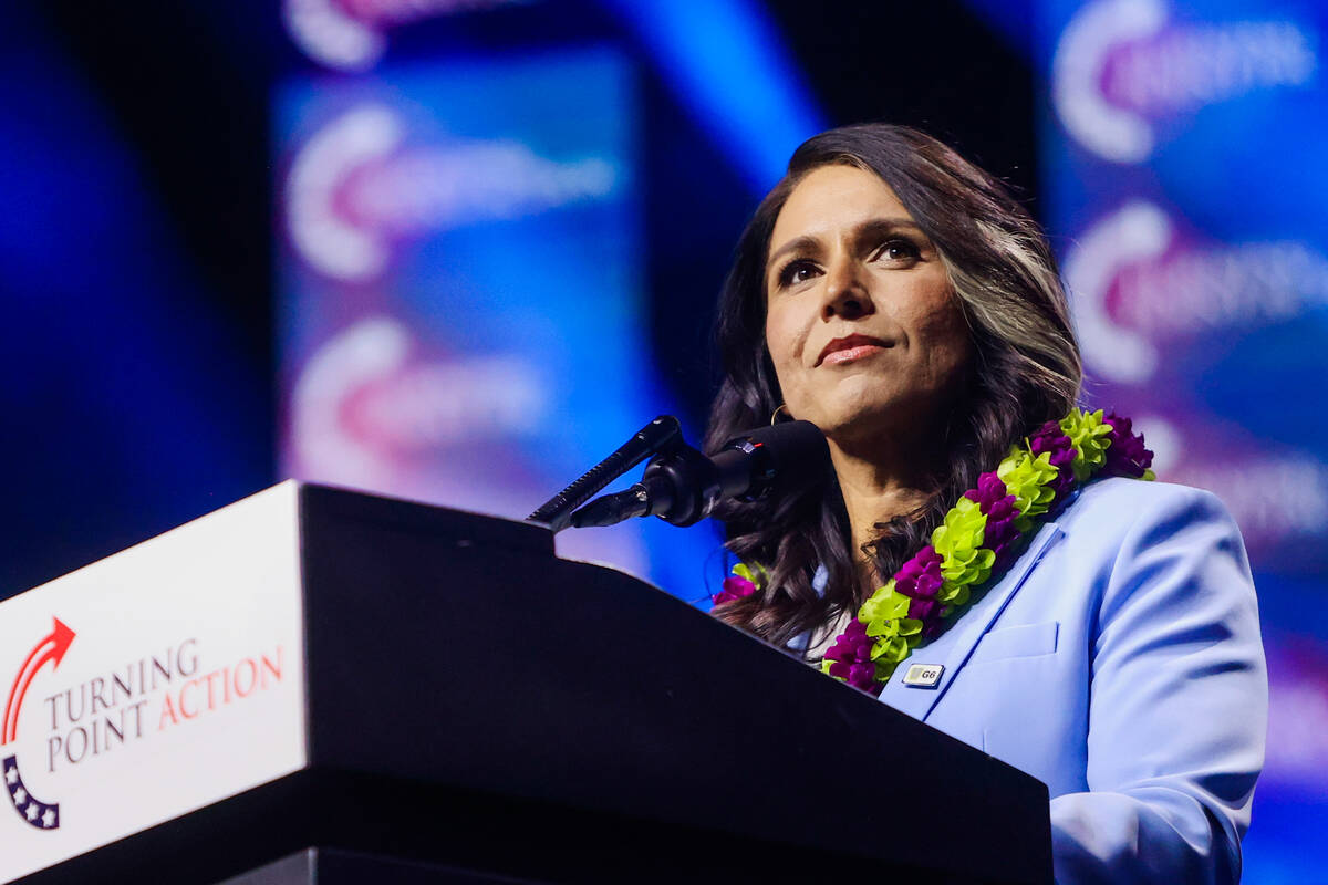 Former Democratic U.S. representative Tulsi Gabbard speaks during Turning Point’s United ...