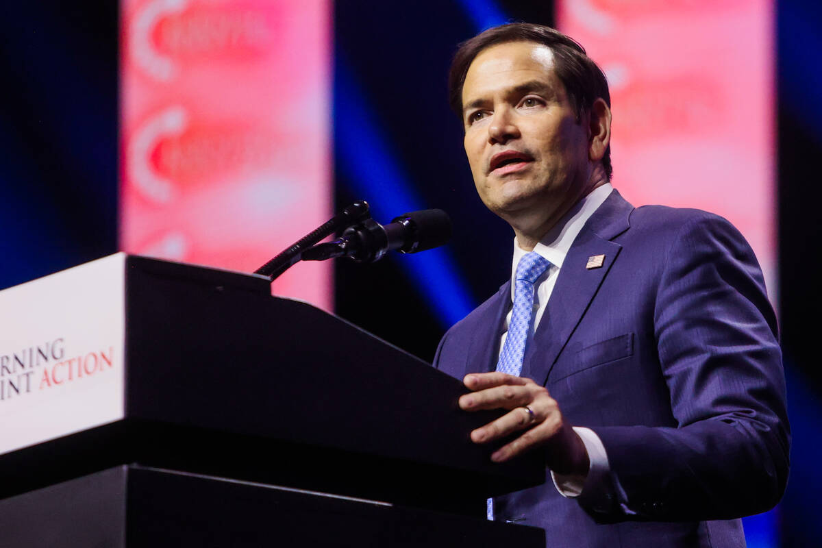 U.S. Sen. Marco Rubio, R-Fla., speaks during Turning Point’s United for Change rally at ...