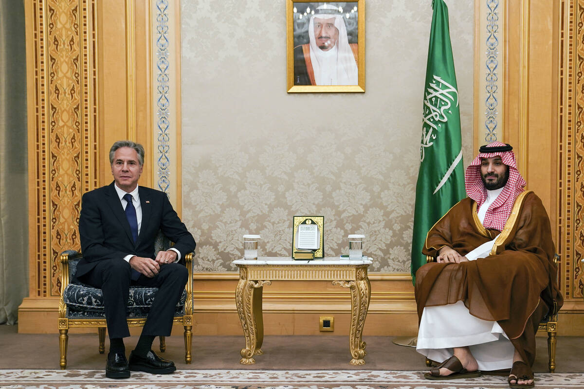 Saudi Arabia's Crown Prince Mohammed bin Salman receives US Secretary of State Antony Blinken i ...