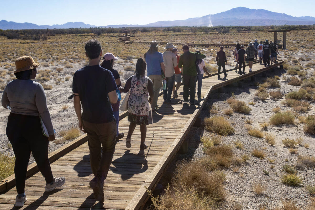 The Climate and Community Institute tour group, made up of workers and students learning about ...