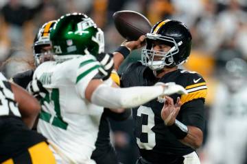 Pittsburgh Steelers quarterback Russell Wilson (3) throws a pass during the second half of an N ...