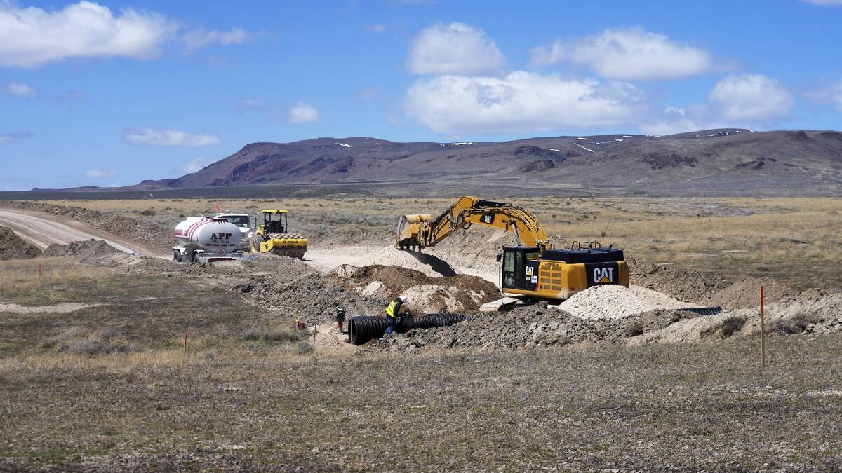 FILE - Construction continues at the Thacker Pass lithium mine on April 24, 2023, near Orovada, ...