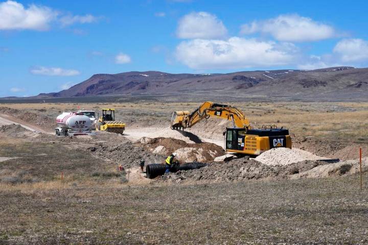 FILE - Construction continues at the Thacker Pass lithium mine on April 24, 2023, near Orovada, ...