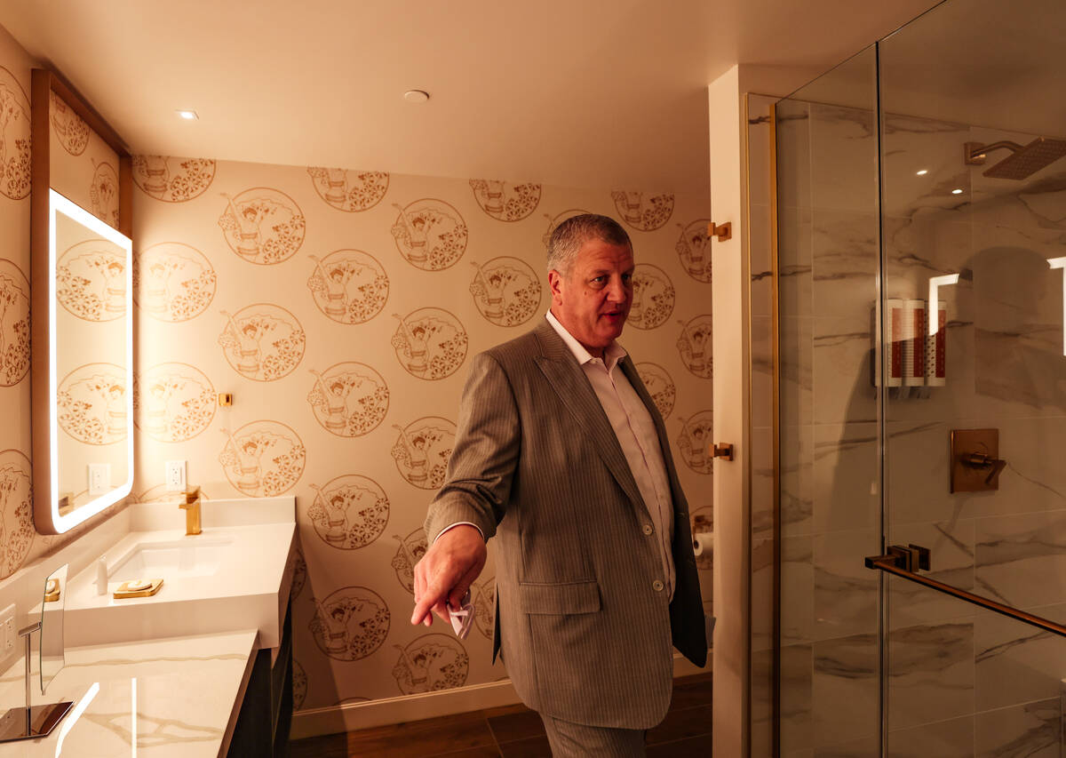 CEO Derek Stevens speaks with the Review-Journal as he gives a tour of one of the new rooms at ...