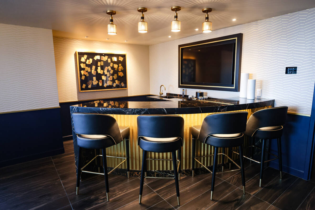 The bar inside the sunset suite at Circa in Las Vegas, Monday, Oct. 28, 2024. The downtown hote ...