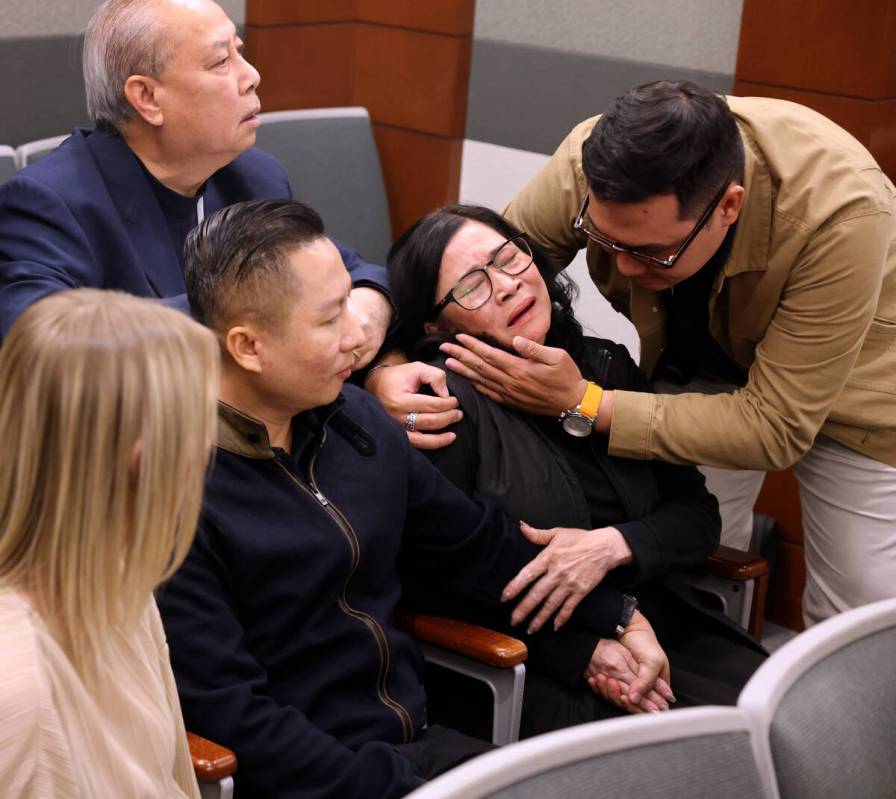 Bong Le, mother of a stabbing victim Khuong Nguyen, reacts to the guilty verdict for Julius Tr ...