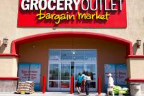 Shoppers enter Grocery Outlet Bargain Market, on Wednesday, June 19, 2024, in Las Vegas. (Bizua ...