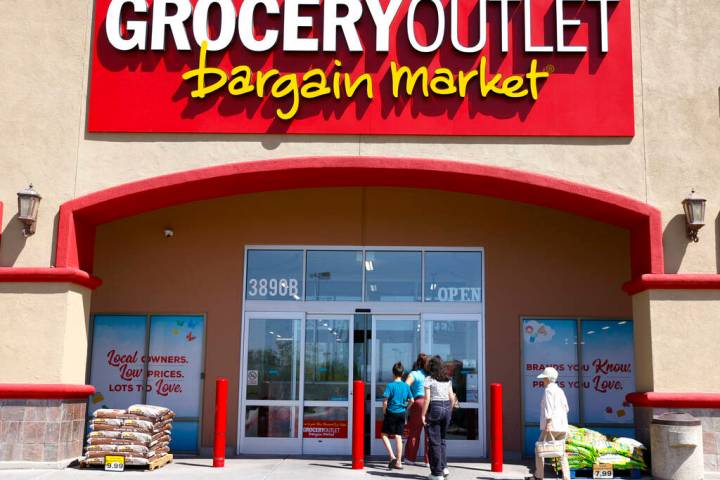 Shoppers enter Grocery Outlet Bargain Market, on Wednesday, June 19, 2024, in Las Vegas. (Bizua ...