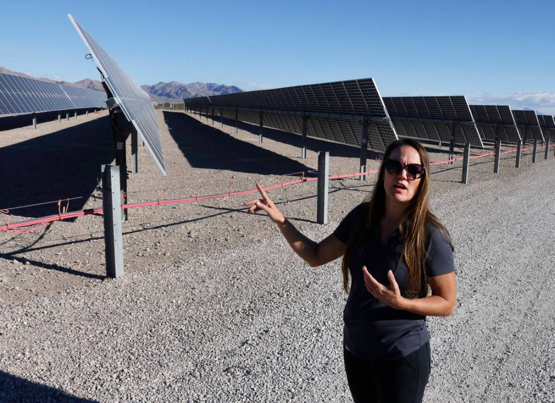 Dani Strain, NV Energy project director, leads a tour of the Harry Allen Power Plant on Tuesday ...