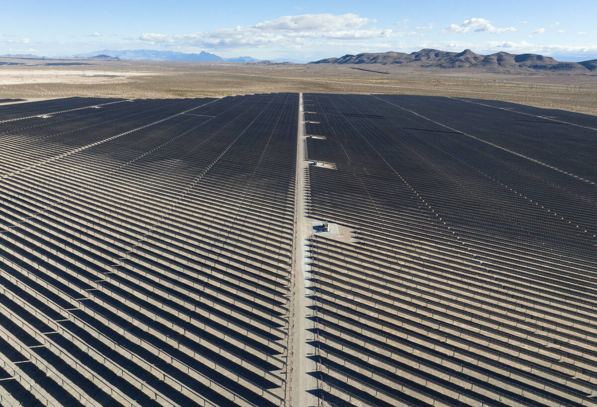 Solar panels are seen at the Harry Allen Power Plant on Tuesday, Oct. 29, 2024, in Las Vegas. N ...